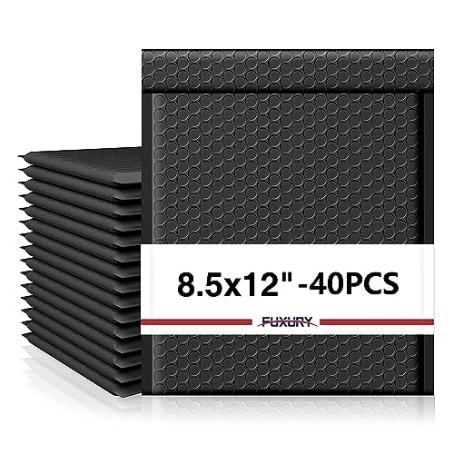 Fuxury Black Bubble Mailers 8.5x12" 40 Pack Medium Padded Envelopes Opaque #2 Bubble Mailer Usable Size 8x11" Thick Padded Mailers for Small Business Mailing Books Clothes Makeup Supplies - Image 1