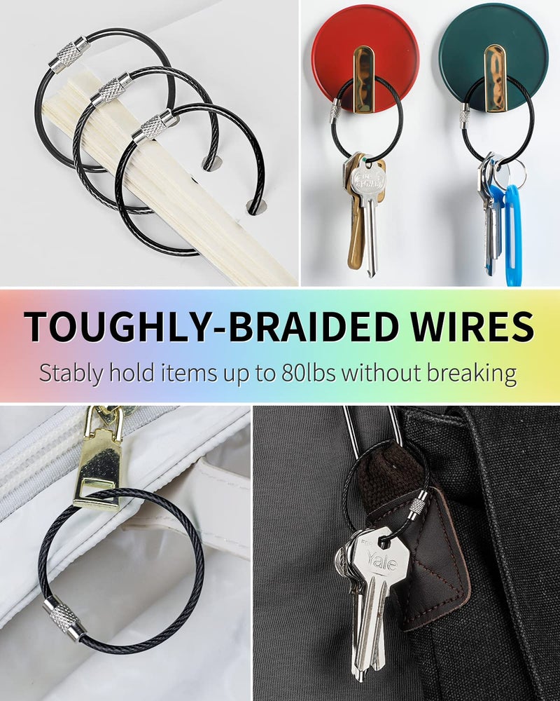 Uniclife 4 Inch Black Wire Keychain Cable Large Stainless Steel Key Ring Loop Holder for Outdoor Hiking Heavy Duty Connectable Luggage Tag Keeper for Sport and Travel, 12 Pack - Image 2