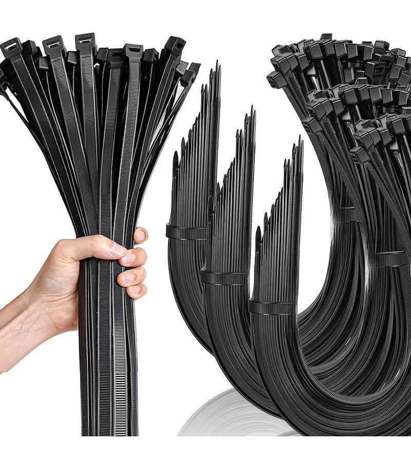 100pcs Heavy Duty Nylon Zip Ties Kit 12 Inch Black High Tensile Anti Slip Self Locking Cable Organizer