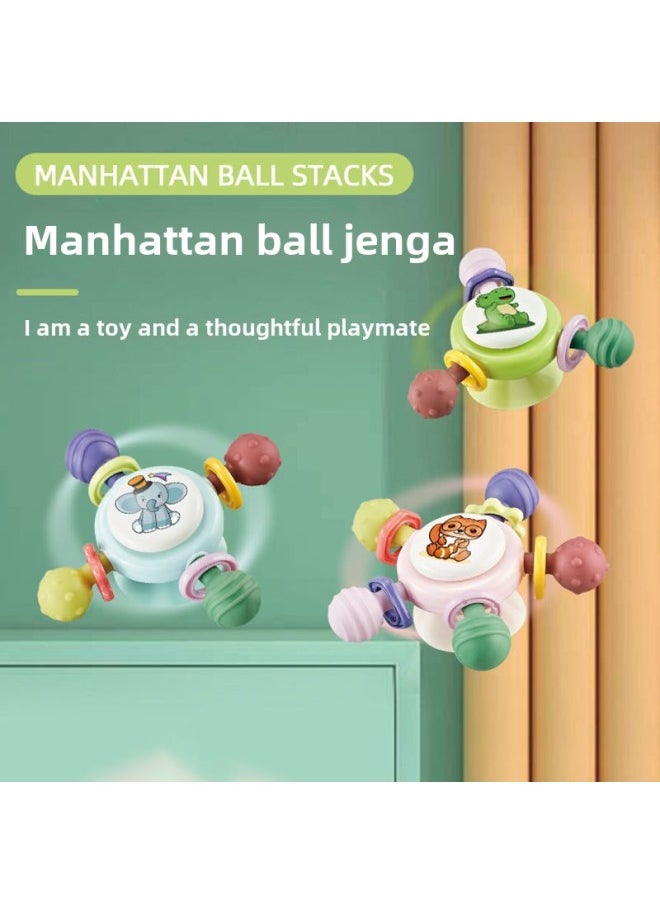 Generic - Spinning Ball Manhattan Stacked Spinning Ball Hand Grasping Ball Children's Baby Early Education Educational Grasping Toy-Color:Three-way Jenga Spin {color Box} - Image 1