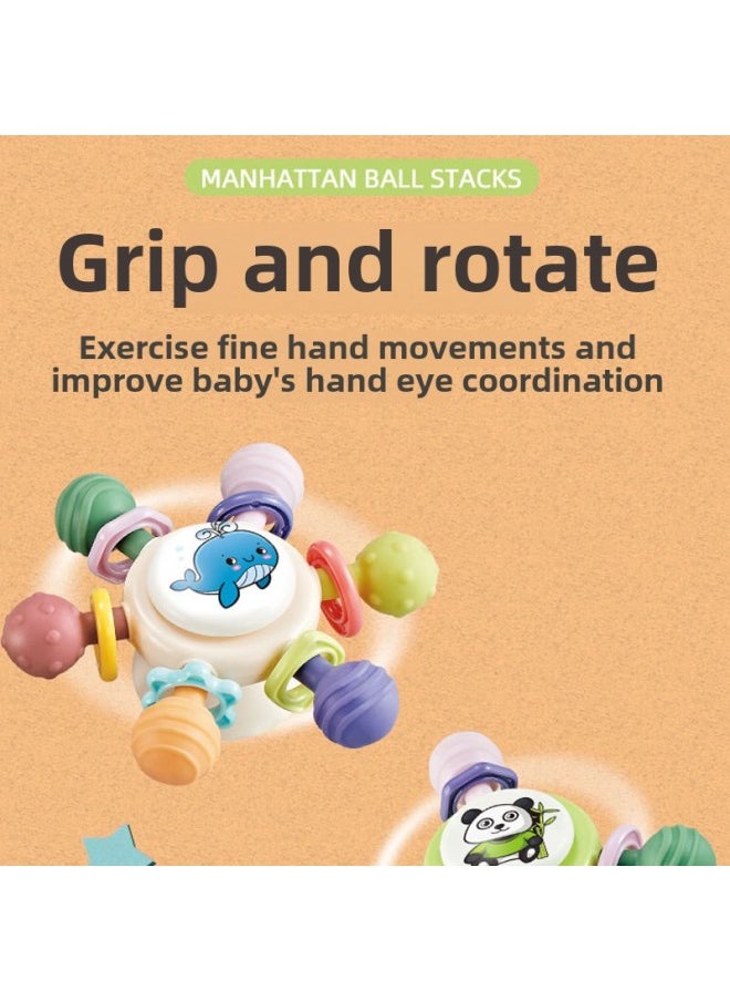 Generic - Spinning Ball Manhattan Stacked Spinning Ball Hand Grasping Ball Children's Baby Early Education Educational Grasping Toy-Color:Three-way Jenga Spin {color Box} - Image 1