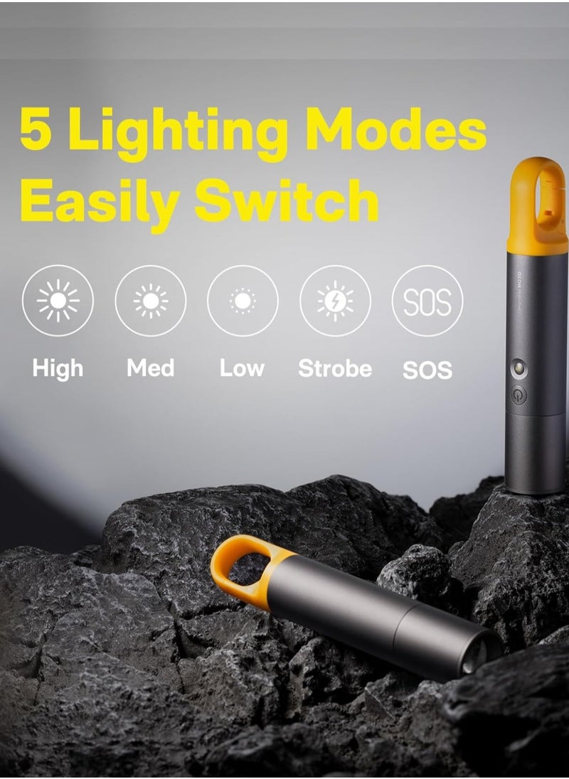 HOTO Flashlight Lite | Zoomable Torch with 5 Modes (SOS & Strobe) | USB Rechargeable Extremely Bright 1000 Lumen Torch with Diffuser & Portable Carabiner Hook | Flashlight for Camping, Hiking, Emergency  - Image 2