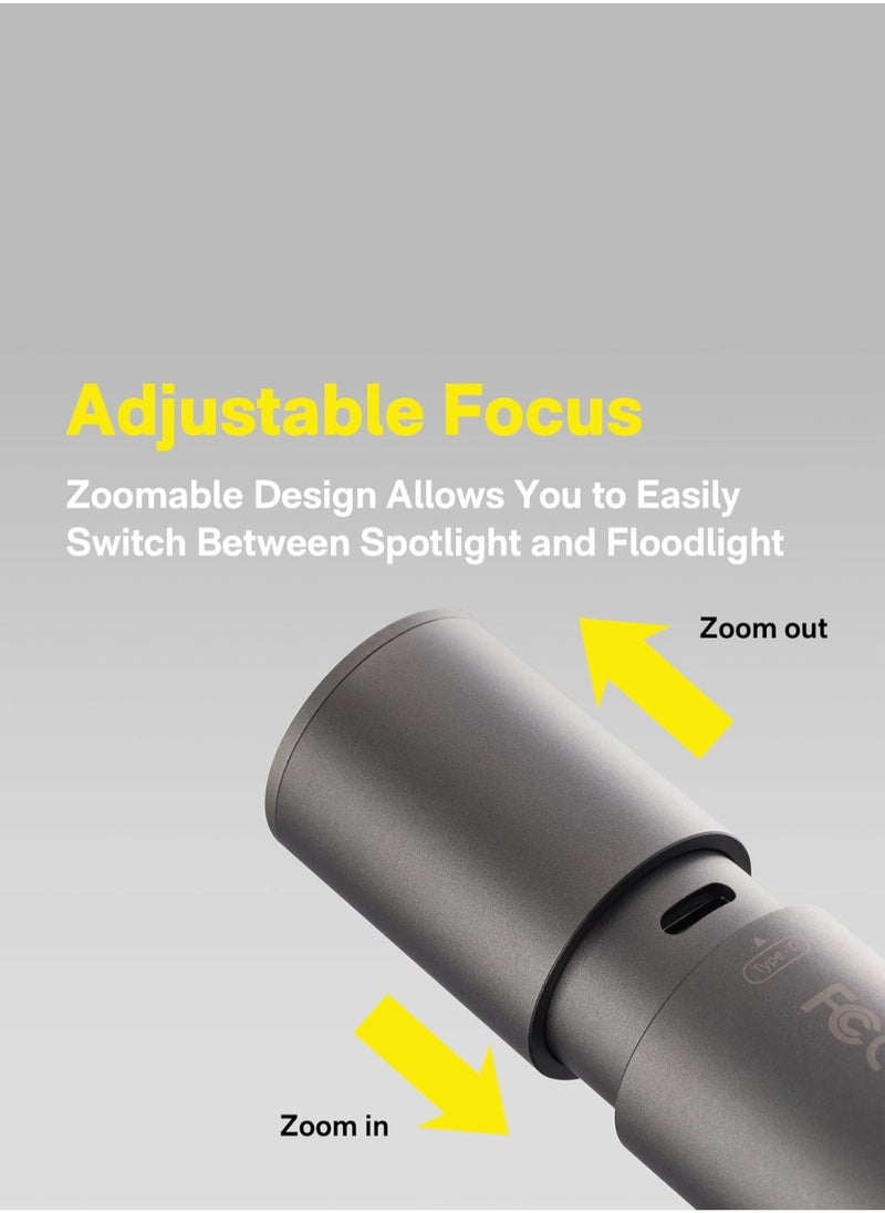 HOTO Flashlight Lite | Zoomable Torch with 5 Modes (SOS & Strobe) | USB Rechargeable Extremely Bright 1000 Lumen Torch with Diffuser & Portable Carabiner Hook | Flashlight for Camping, Hiking, Emergency  - Image 4