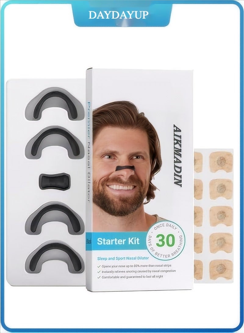 Anti-snoring nose patch Comfortable anti-snoring device (30 Count, Black) - Boost Oxygen Intake, Reduce Snoring, Improve Sleep Quality - Sweat Resistant, Skin Safe Nasal Strips - Extra Strength Snoring Solution - Image 1