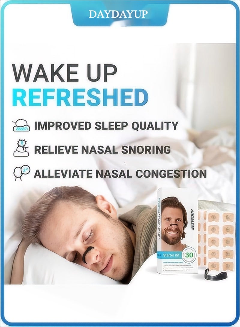 Anti-snoring nose patch Comfortable anti-snoring device (30 Count, Black) - Boost Oxygen Intake, Reduce Snoring, Improve Sleep Quality - Sweat Resistant, Skin Safe Nasal Strips - Extra Strength Snoring Solution - Image 4