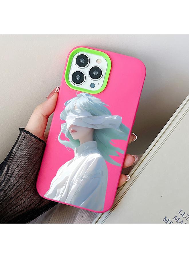 Zaboon Case For iPhone 13 Pro Max Blindfold Girl PC Hybrid TPU Phone Case - Image 1