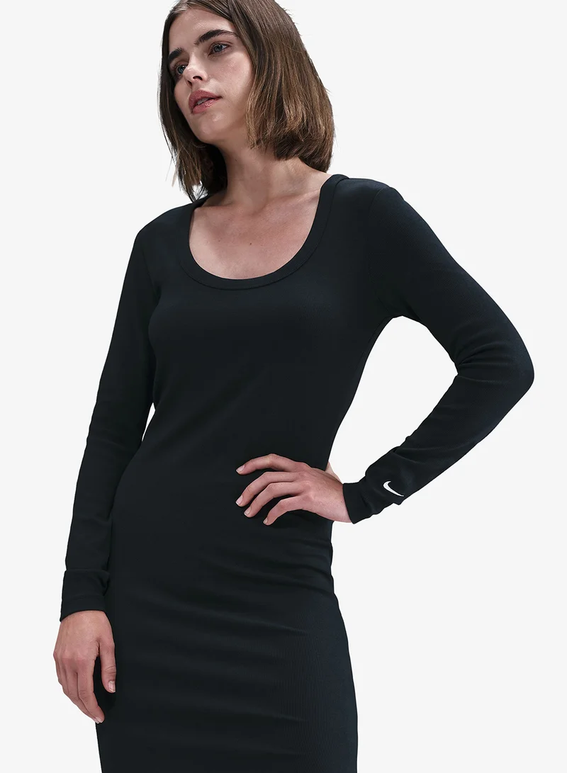 Nike black Nsw Chill Knitted Midi Dress for Women | Best Price UAE