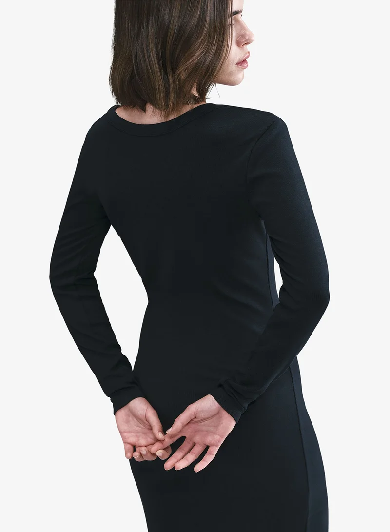 Nike black Nsw Chill Knitted Midi Dress for Women | Best Price UAE