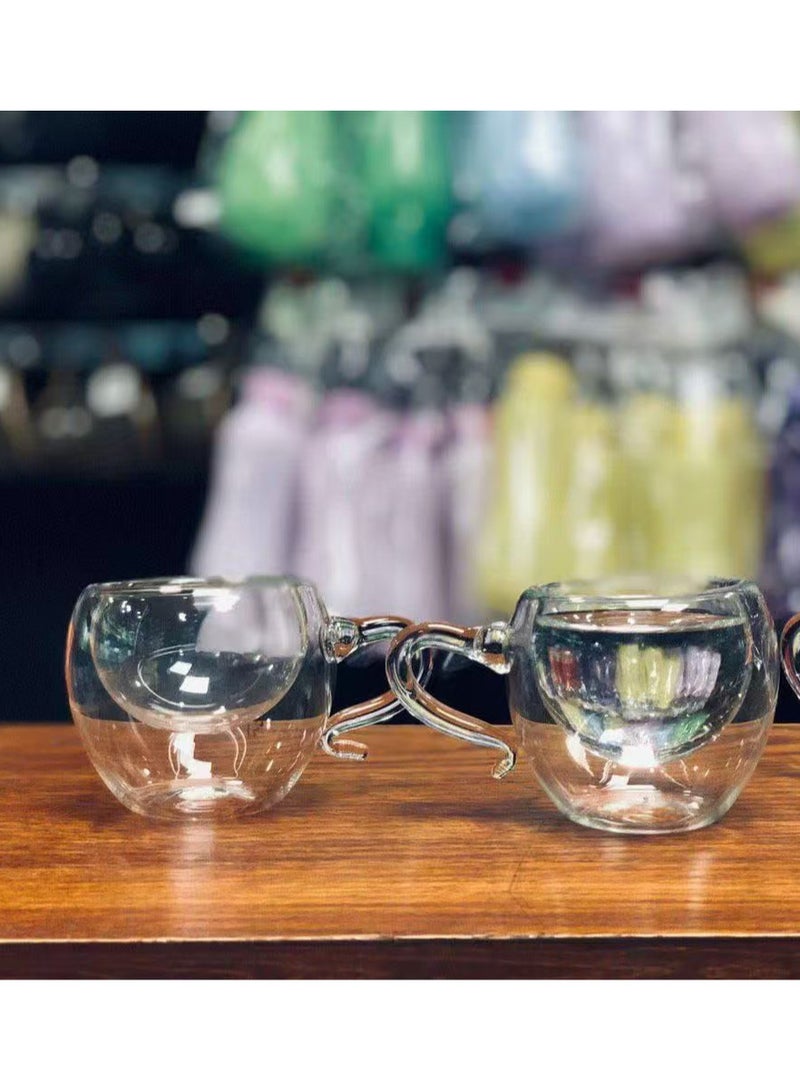 Pyrex Kids 2 مج دبل زجاج حراري  خفيف الوزن  طقم من قطعتين مزدوج للشاي أو القهوة,كوب قهوه زجاجي مزدوج الجدار، تصميم كلاسيكي أنيق، أكواب مثالية للمياه والعصائر والكوكتيلات  - Image 4
