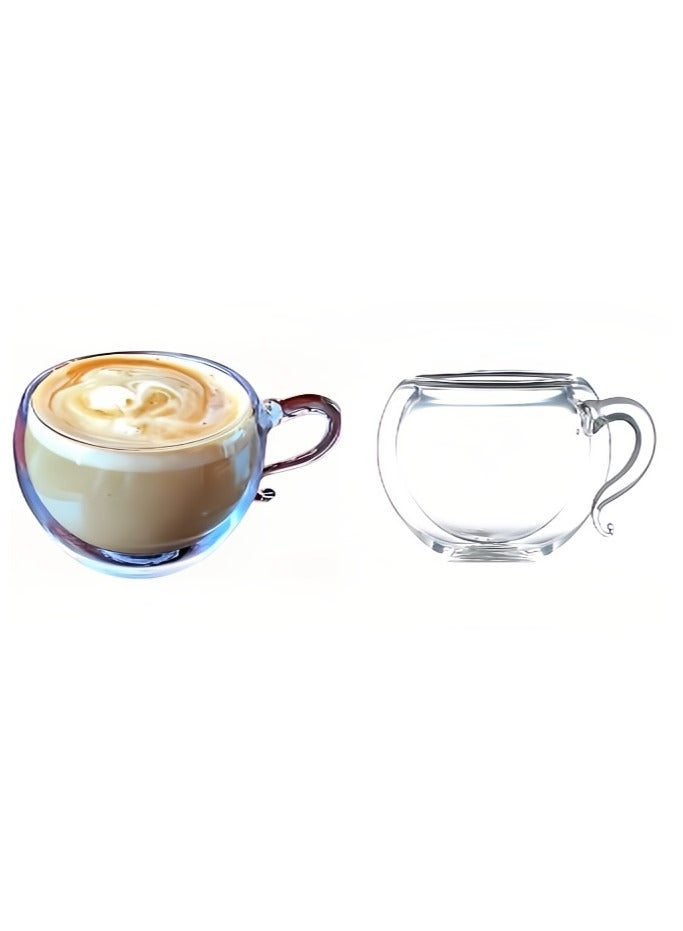 Pyrex Kids 2 مج دبل زجاج حراري  خفيف الوزن  طقم من قطعتين مزدوج للشاي أو القهوة,كوب قهوه زجاجي مزدوج الجدار، تصميم كلاسيكي أنيق، أكواب مثالية للمياه والعصائر والكوكتيلات  - Image 1