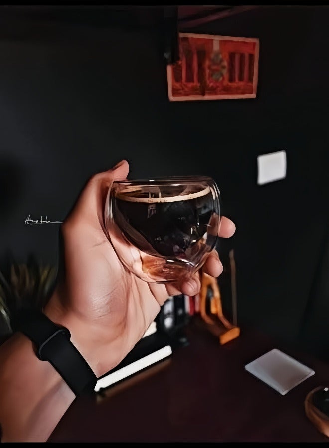 TANGBLIB Double Wall Glass Mug for Tea or Coffee, Double Wall Glass Coffee Mug, Classic Elegant Design, Perfect Cups for Water, Juices and Cocktails, Set of 2 - Image 5