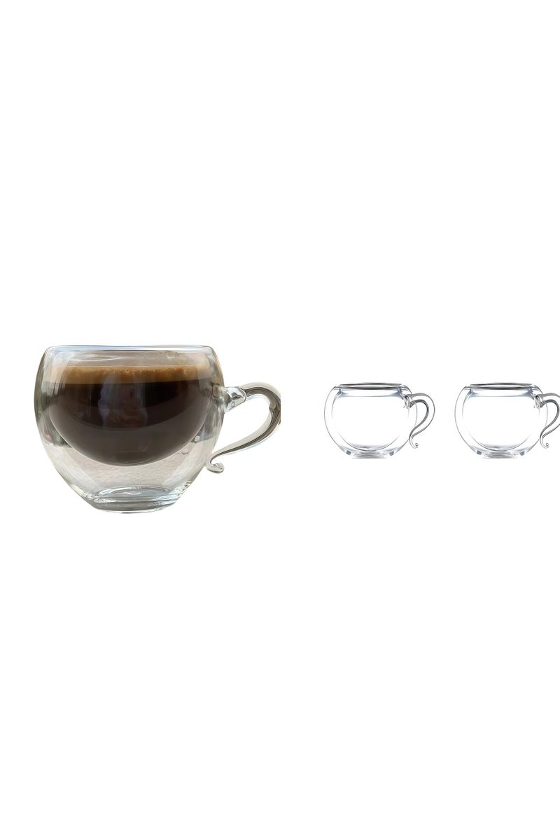 TANGBLIB Double Wall Glass Mug for Tea or Coffee, Double Wall Glass Coffee Mug, Classic Elegant Design, Perfect Cups for Water, Juices and Cocktails, Set of 2 - Image 1