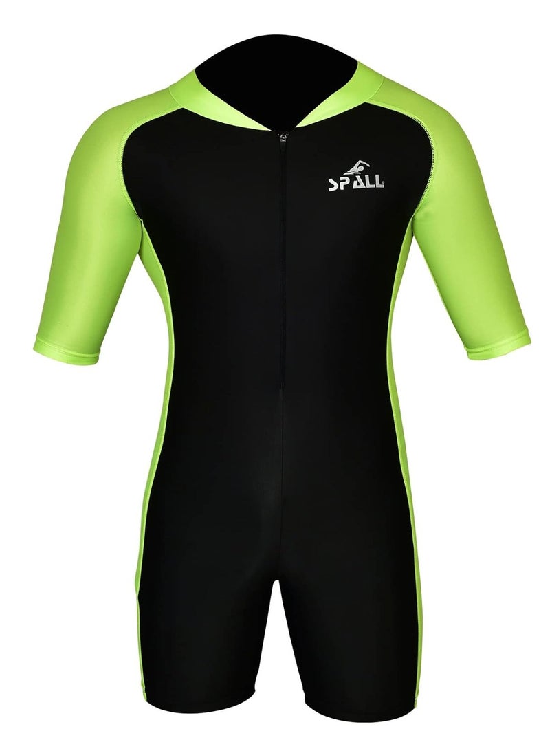 Spall Kids One Piece Short Sleeve Swimsuit for Boys & Girls | UV Protection Full Body Swimwear | Comfortable, Quick-Dry Bathing Suit for Beach, Pool, Surfing, and Water Activities - Image 1