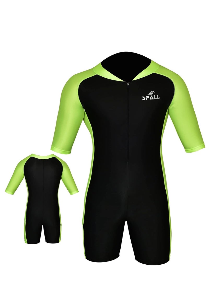 Spall Kids One Piece Short Sleeve Swimsuit for Boys & Girls | UV Protection Full Body Swimwear | Comfortable, Quick-Dry Bathing Suit for Beach, Pool, Surfing, and Water Activities - Image 4