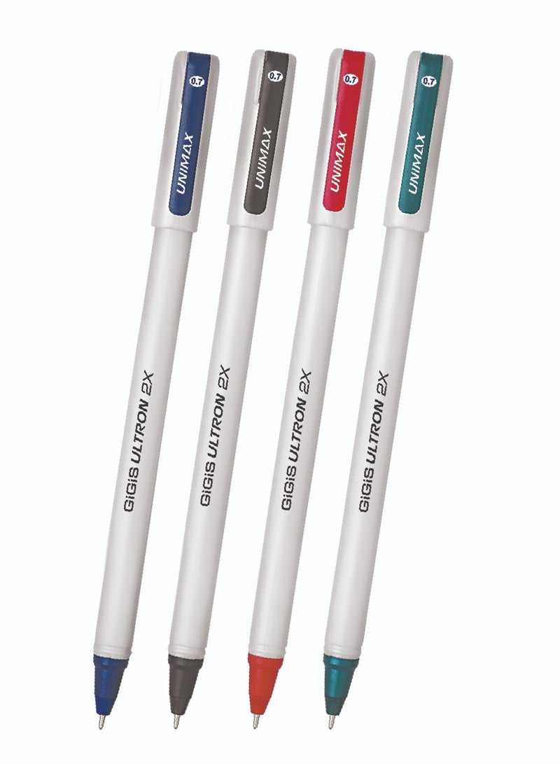 Gigis Unimax ULTRON 2X 0.7MM Ballpen, 50 pcs Ballpoint Pen, Nickel Silver Tip With TC Ball  (Red) - Image 2