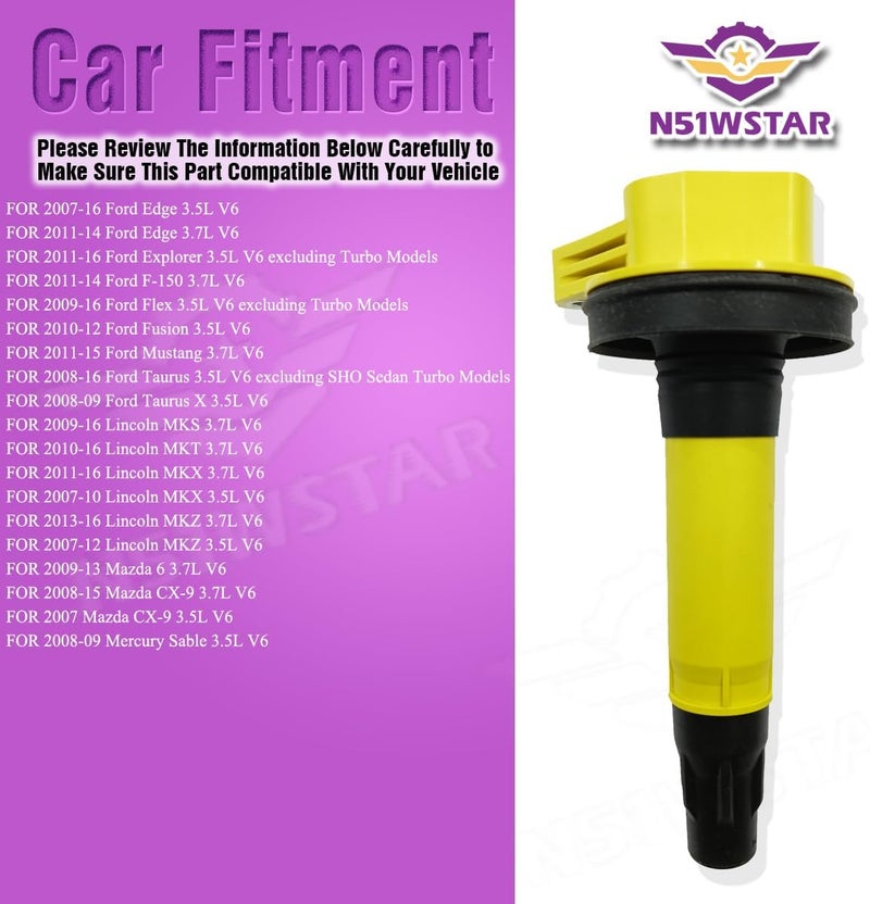 N51WSTAR Performance Ignition Coil Pack Set of 6 for Ford Lincoln Vehicles - Image 5