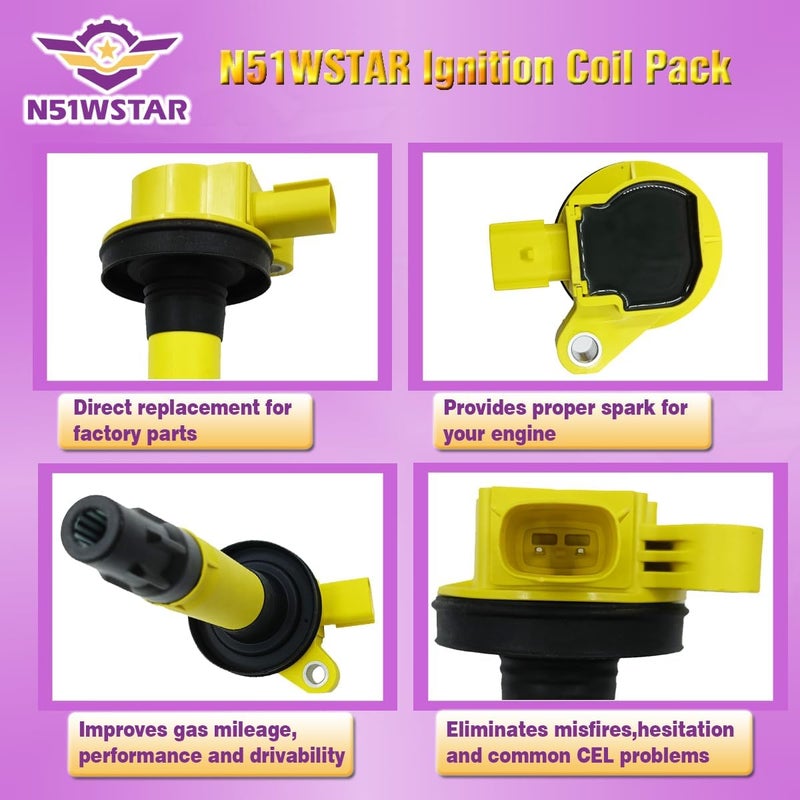 N51WSTAR Performance Ignition Coil Pack Set of 6 for Ford Lincoln Vehicles - Image 2