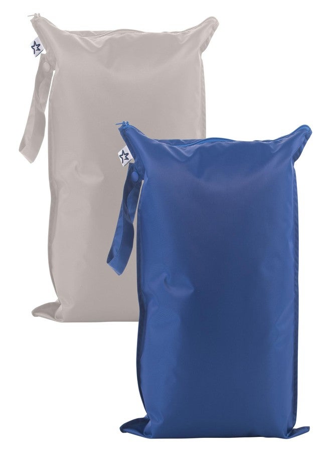 Tiny Twinkle Mess-proof Wet Bags 2 Pack Waterproof and Washable Bag for Travel storage, Stroller, Daycare, Baby Diapers, Yoga, Beach, Pool, Wet Toddler Swimsuits (Grey, Indigo) - Image 1