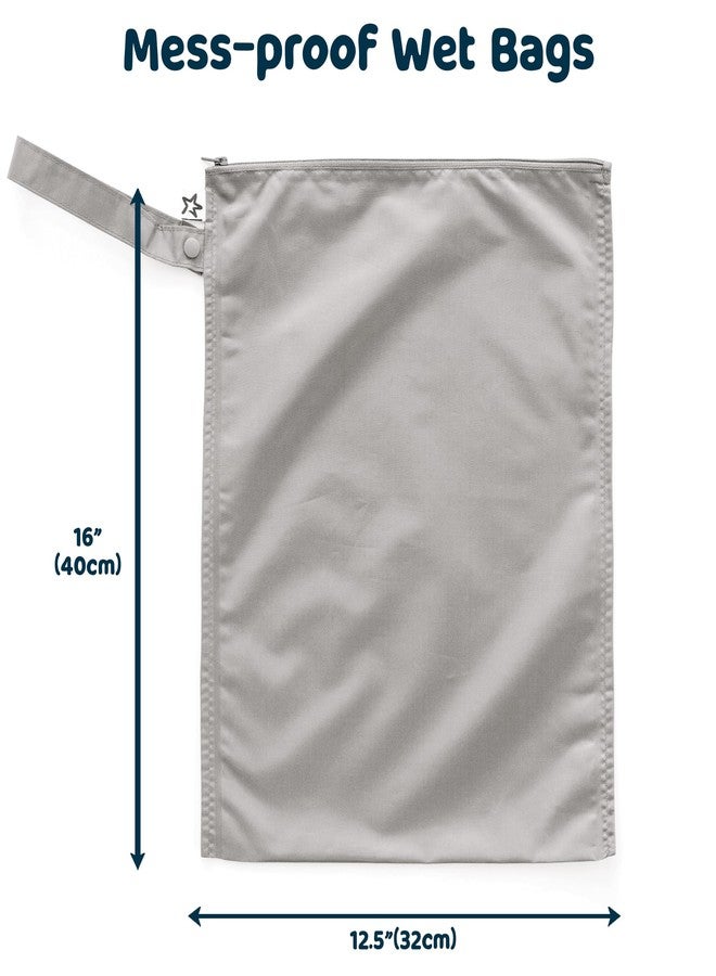 Tiny Twinkle Mess-proof Wet Bags 2 Pack Waterproof and Washable Bag for Travel storage, Stroller, Daycare, Baby Diapers, Yoga, Beach, Pool, Wet Toddler Swimsuits (Grey, Indigo) - Image 2