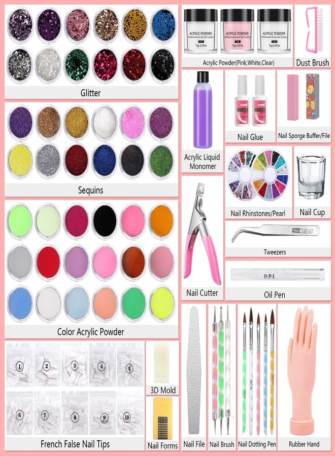Deciniee Professional Acrylic Nail Kit - Practice Hand Set with Powder, Brush, DIY Starter Kit for Beginners with tips, glue, and glitter - Image 2