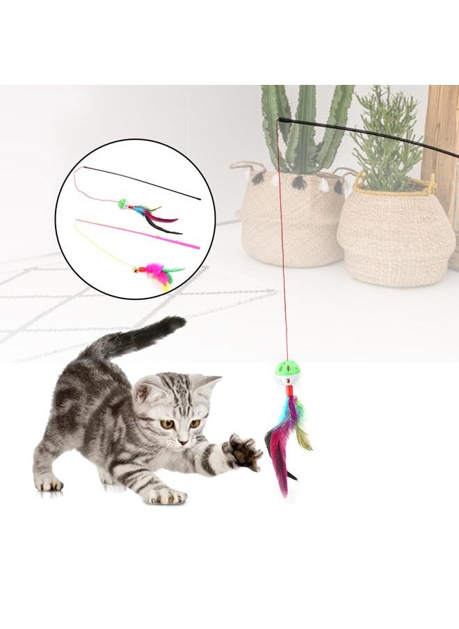Thoraya 2pcs Funny Cat Kitten Pet Play Toy Cat Catcher Teaser Stick Chaser Wand Interactive Toy  - Image 2