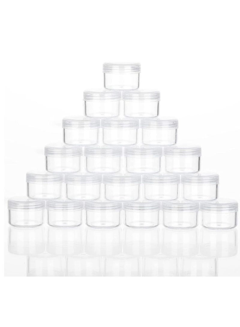 SYOSI 30 Pcs Cosmetic Containers, Acrylic Clear Round Jars, BPA Free Sample Jars Tiny Makeup Sample Containers with Lids for Women Cosmetic, Lotion, Cream, Makeup, Bead, Eye Shadow (10g / 10ml) - Image 1