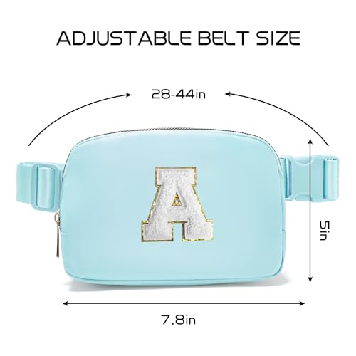 Gitus Birthday Gifts for 8 9 10 11 12 13 Year Old Girls Personalized Fanny Pack Crossbody Bags with Initial Letter Patch Belt Bag for Teen Girls Cute Trendy Stuff Travel Essentials (Icingblue-A) - Image 2