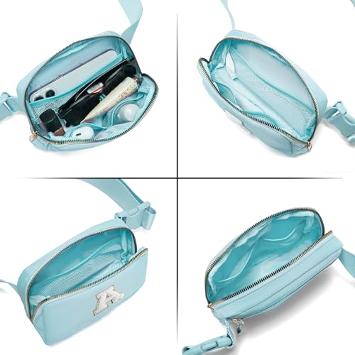 Gitus Birthday Gifts for 8 9 10 11 12 13 Year Old Girls Personalized Fanny Pack Crossbody Bags with Initial Letter Patch Belt Bag for Teen Girls Cute Trendy Stuff Travel Essentials (Icingblue-A) - Image 4