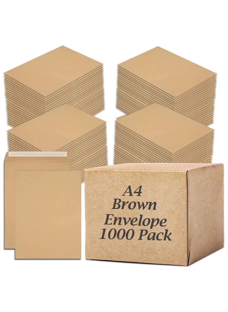 MARKQ [A4] Brown Envelopes [1000 Pack] 12.75" x 9.25" Self Sealing Mailing Envelope for Posting mailing Home Office and Ecommerce, 80gsm  - Image 1