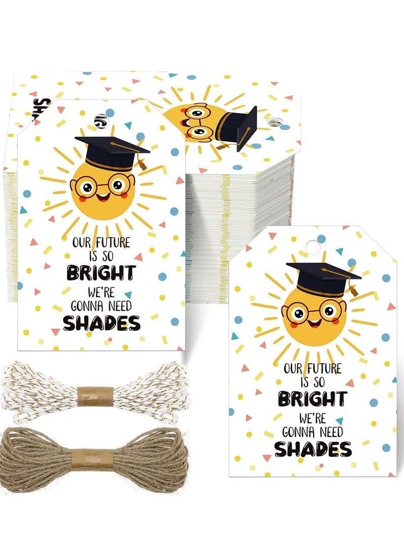 100 قطعة من بطاقات هدايا التخرج كروت  مع حبل، بطاقات هدايا حفلات التخرج، ملصقات ورقية معلقة مثقوبة مسبقًا للهدايا، لوازم تزيين هدايا حفلات التخرج، الحرف اليدوية لحفلات التخرج - Image 1