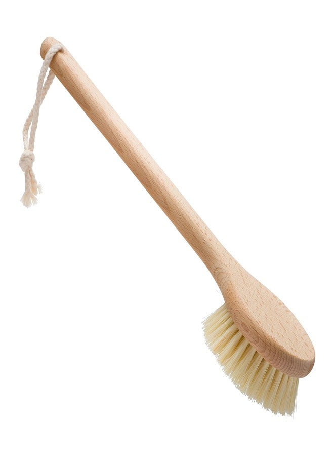 Redecker 100% Made in Germany Round Pig Bristle Bath Brush with Oiled Beechwood Handle, 14-1/5-Inches - Image 1