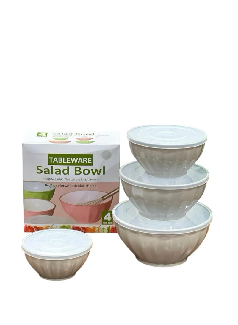 BASURRAH 4-Piece Plastic Mixing Bowl Set with Lids - Serving and Prep Bowls, Nesting Salad Bowl, Microwave Safe (1.5 | 2.4 | 3.5 | 5 Liter) - Image 1