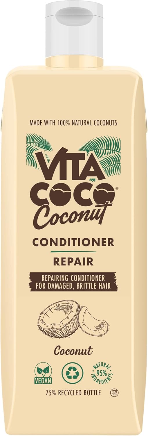 Vita Coco Repairing Coconut Conditioner for Dry Damaged Hair 400ml Conditioner nourishes and protects the hair with 100 Percent Natural Coconuts while revitalizing the hair