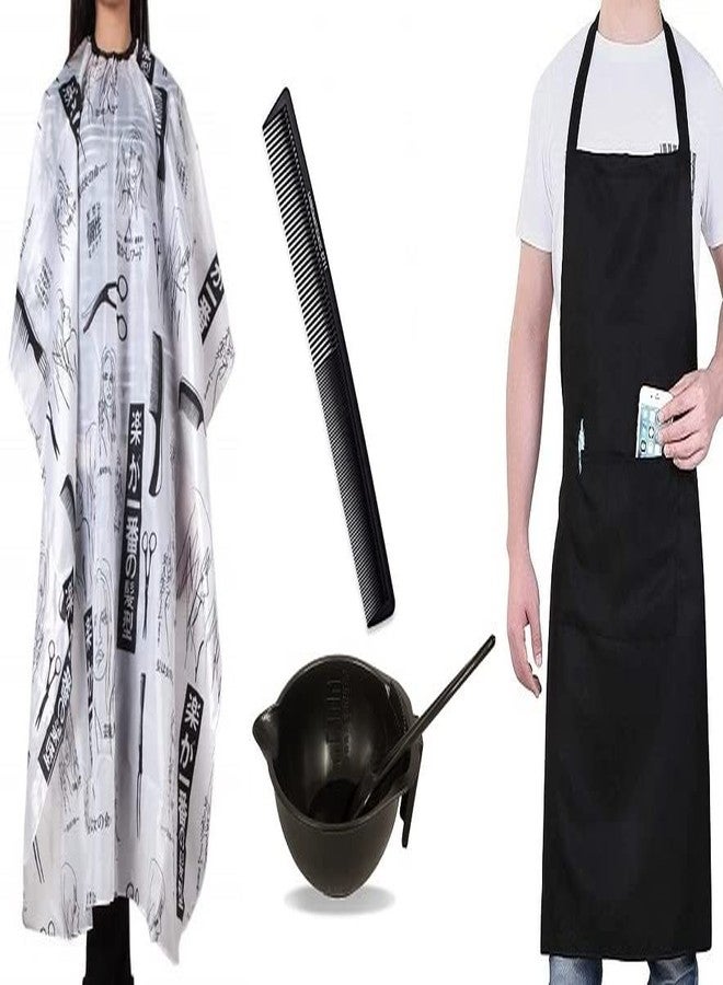 Utkarsh Combo Of Hair Dye Bowl Brush,Comb, Pocket Apron And White Hair Cutting Sheet - Image 2