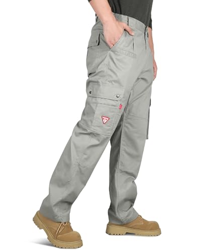 TICOMELA FR Pants for Men Flame Resistant Cargo Pants 7.5oz Gray (9 Pockets) Multi-Pocket Pants - Image 2