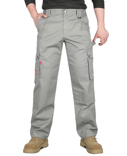 TICOMELA FR Pants for Men Flame Resistant Cargo Pants 7.5oz Gray (9 Pockets) Multi-Pocket Pants - Image 1