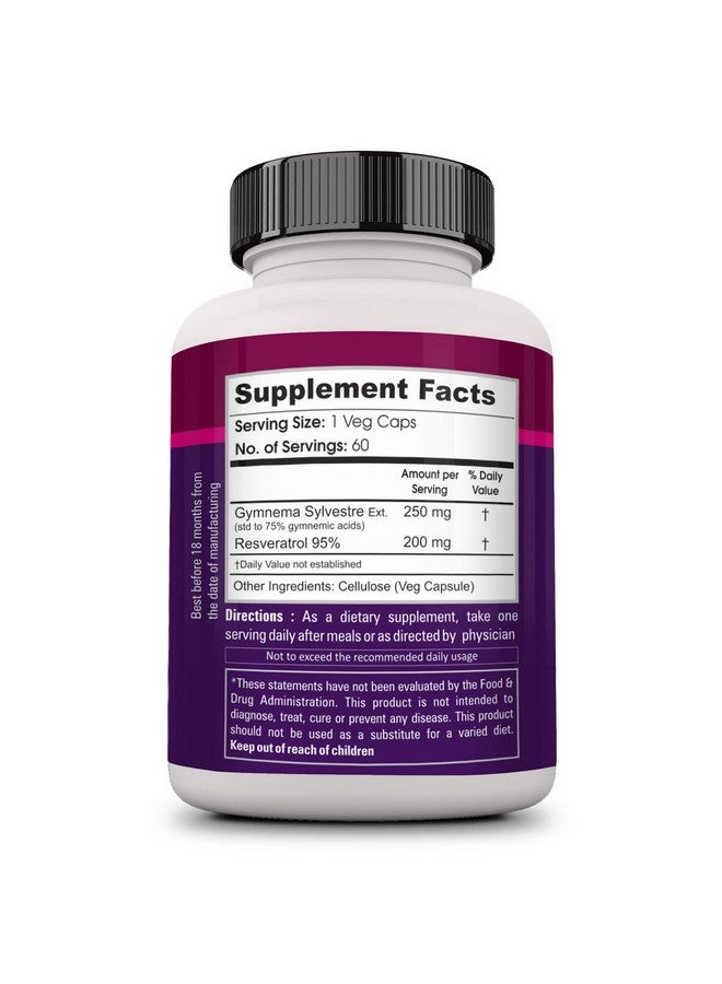 Zenith Nutrition Resveratrol Plus with Gymnema Sylvestre - 60 Capsules - Image 3