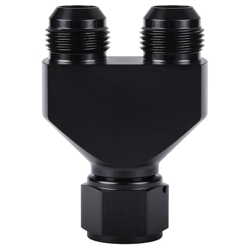 Podavelle 12AN Female to Parallel Dual 12AN Male Y Block Fuel Fitting Splitter Adapter Connector Aluminum Black - Image 1