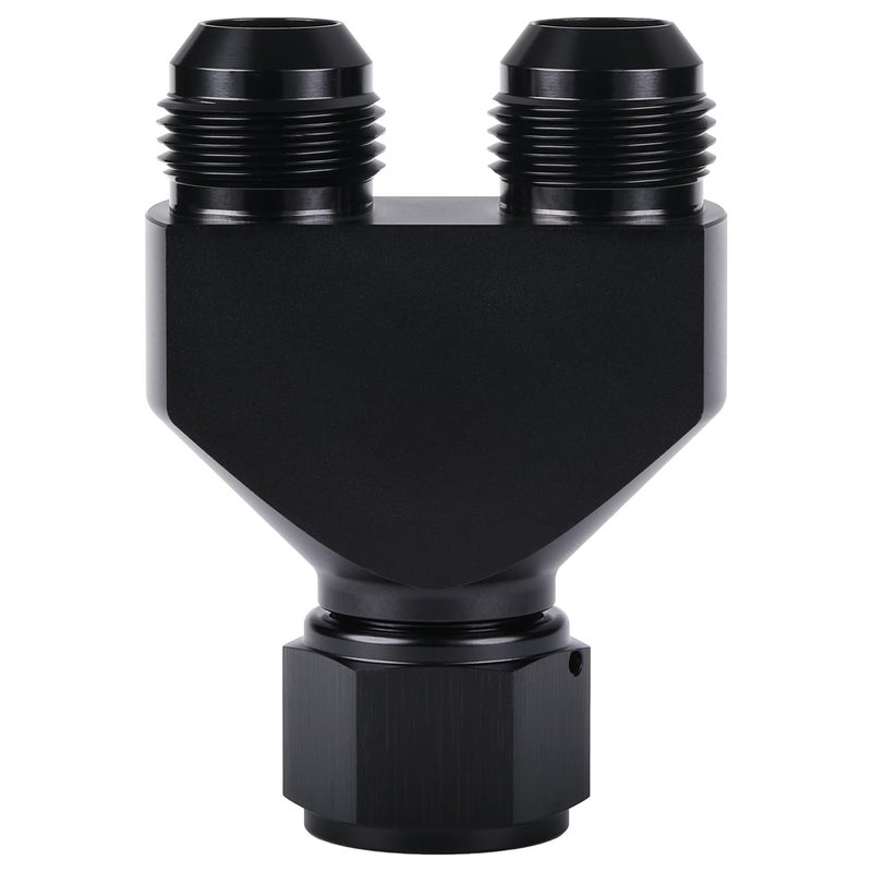 Podavelle 12AN Female to Parallel Dual 12AN Male Y Block Fuel Fitting Splitter Adapter Connector Aluminum Black - Image 2