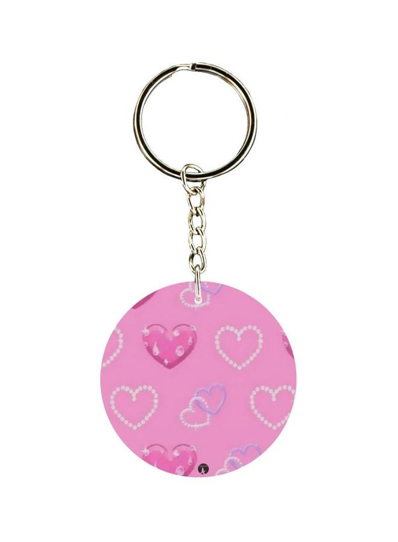 Heart Printed Single Sided Keychain
