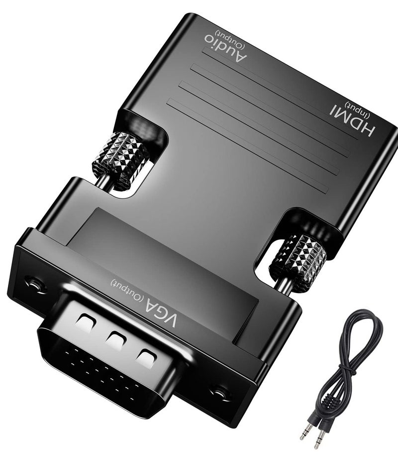 PANPEO HDMI to VGA Adapter Converter, Audio Output Computer Set-top Box Connector Dongle for Laptop, PC, Monitor, Projector, HDTV, Chromebook, Roku, Xbox -3.5mm Stereo Cable Included - Image 1