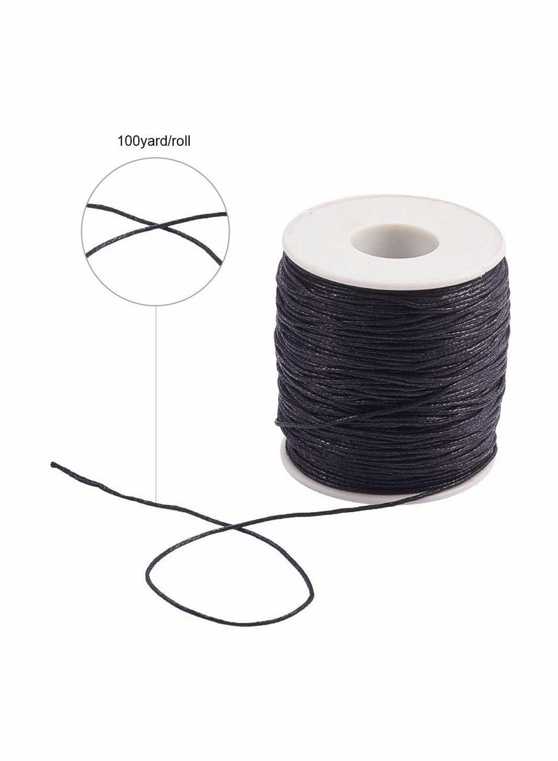 Excefore 1 Roll 1mm 100 Yards Waxed Cotton Cord Thread Beading String For Jewelry Making Crafting Beading Macrame 1mm - 100 Yards Black - Image 5