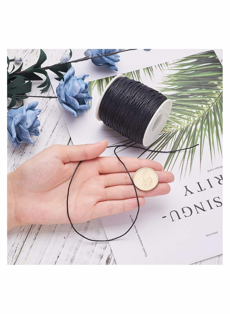 Excefore 1 Roll 1mm 100 Yards Waxed Cotton Cord Thread Beading String For Jewelry Making Crafting Beading Macrame 1mm - 100 Yards Black - Image 4