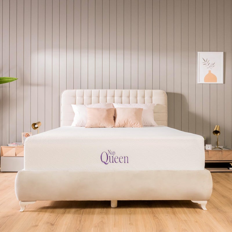 NapQueen Queen Mattress 8 Inch Elizabeth Cooling Gel Memory Foam Mattress Queen Bed Mattress in a Box CertiPURUS Certified Medium Firm Breathable Soft Fabric Cover