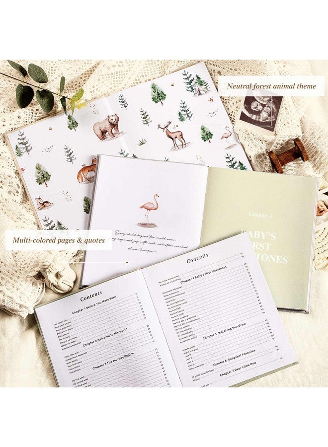 Lanpn Hello Baby Memory Book for Boy Girl - Linen Cover Baby Book Memories Keepsake for New Parents - Newborn Baby First 5 Year Journal Scrapbook Photo Album Baby Milestone Book (Beige, 154 Pages) - Image 3