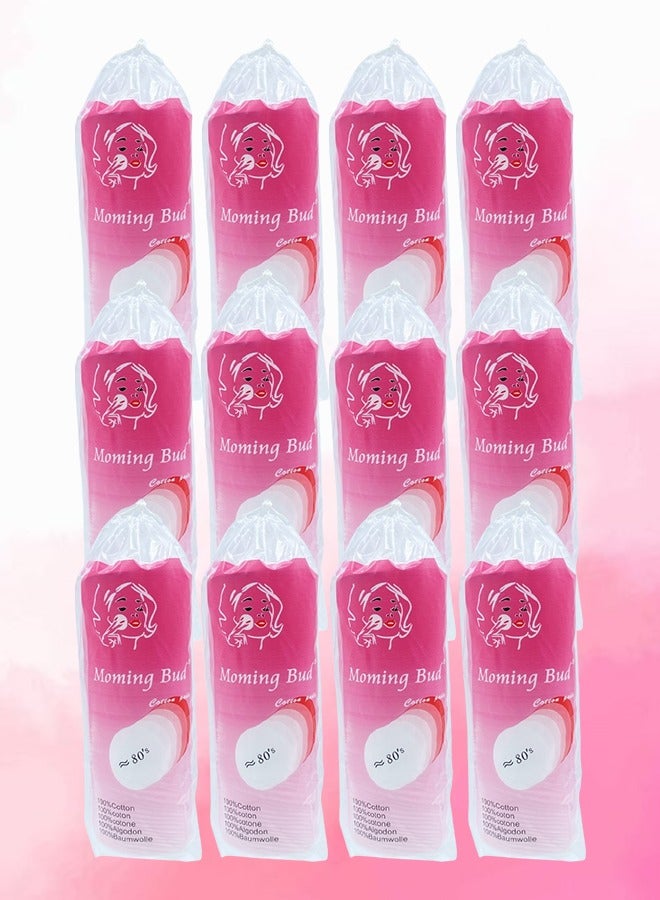 Bud 12 Packages Moming Bud Cotton Pad 80 Pieces - Image 1