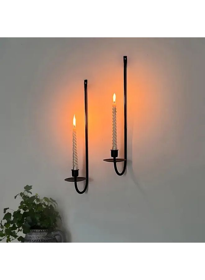 2pcs Holder A Elegant Metal Wall Mount Candle Sconce Holders Pillar Holder Modern Hanging For Living Room Bedroom Farmhouse Fireplace Wedding Wall Decorations - Image 1
