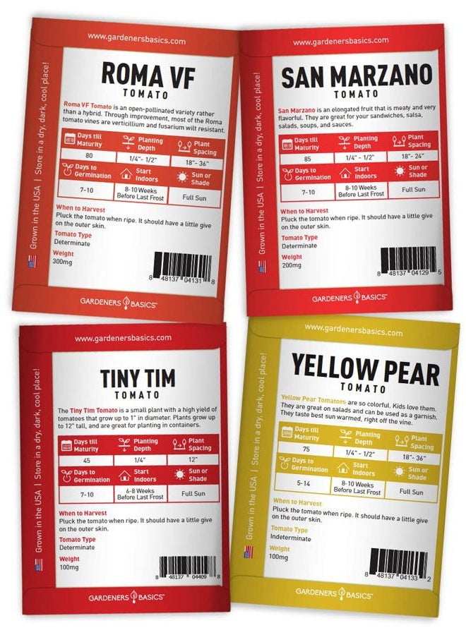 Gardeners Basics , Tomato Seeds For Planting 16 Variety Pack Heirloom Seeds, Tiny Tim, Cherry Beefsteak Roma Determinate And Indeterminate More, Non Gmo - Image 2