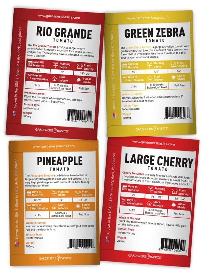 Gardeners Basics , Tomato Seeds For Planting 16 Variety Pack Heirloom Seeds, Tiny Tim, Cherry Beefsteak Roma Determinate And Indeterminate More, Non Gmo - Image 3