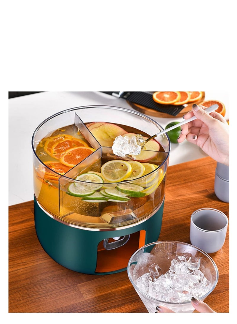 Jug Drink Dispenser Large Capacity Rotating Cold Water Pitcher With Compartments - Ideal For Iced Drinks, Fruit Tea, Outdoor Camping Beverage  - Image 2